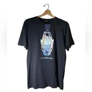 Cavalli Class Panther Cotton T Shirt Sz Large L Black NWT